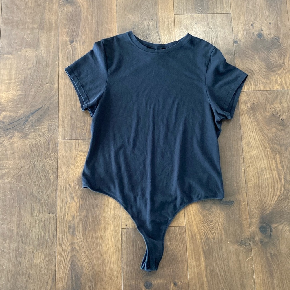 SKIMS Cotton Jersey T-SHIRT Short Sleeve Bodysuit Black soot size 2X